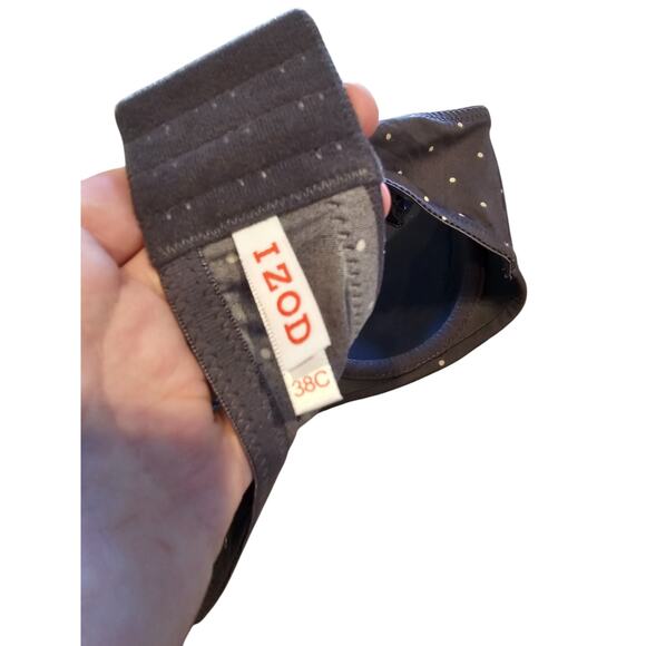 Izod Womens Sz 38C Classic T Shirt Bra Dark Gray Polka Dot - Picture 4 of 4